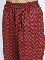 Thumbnail for Vishudh Women Maroon Floral Printed Pure Cotton Kurta With Palazzos - Distacart