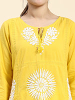 Thumbnail for HOUSE OF KARI Embroidered Chikankari Pure Cotton Chikankari Kurta - Distacart