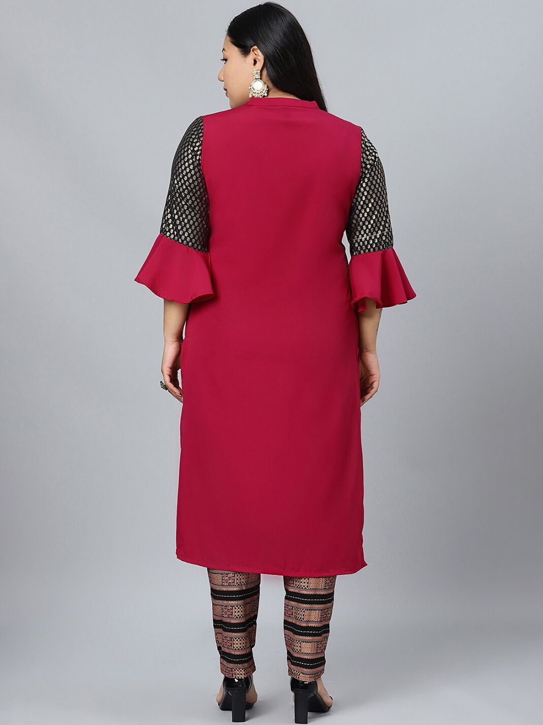 Sztori Plus Size Abstract Printed Straight Kurta with Trousers - Distacart