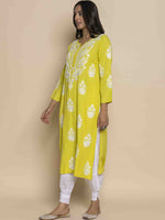 Thumbnail for HOUSE OF KARI Floral Embroidered Chikankari Straight Kurta - Distacart