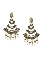 Thumbnail for Anikas Creation Gold-Toned & White Peacock Shaped Chandbalis Earrings - Distacart