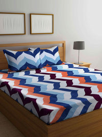 Thumbnail for Arrabi Multicoloured Ethnic Motifs 300 TC Super King Bedsheet with 2 Pillow Covers - Distacart