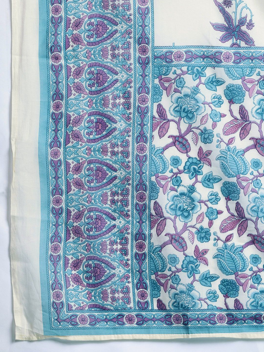 Indo Era Floral Printed Regular Pure Cotton Kurta with Trousers & Dupatta