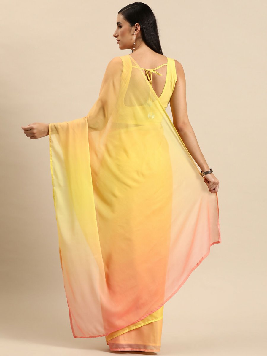 Ahalyaa Women's Traditional Semi Stitch Saree - Yellow - Distacart
