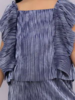 Thumbnail for Lil Drama Glam Up Girls Blue Party Top and Pant Set