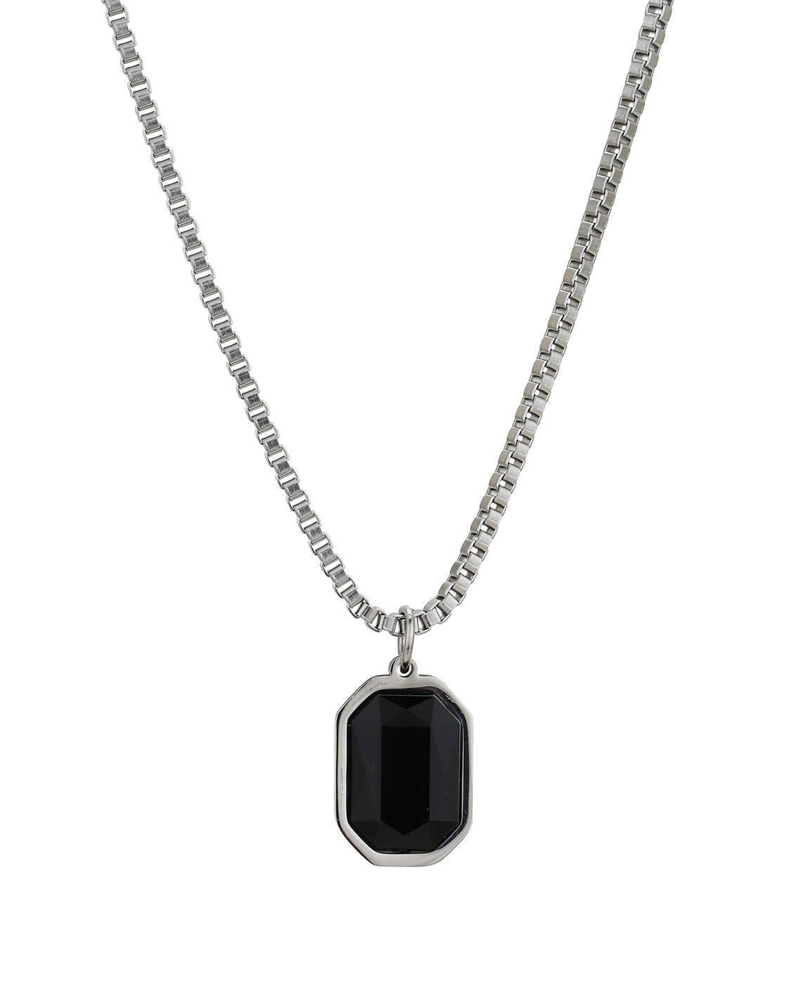 Silver Plated With Crystal Pendant With Chain For Men - Wahe Jewels
