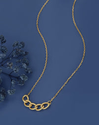 Thumbnail for 18Kt Gold Plated Contemporary Necklace With Textured Links - Wahe Jewels