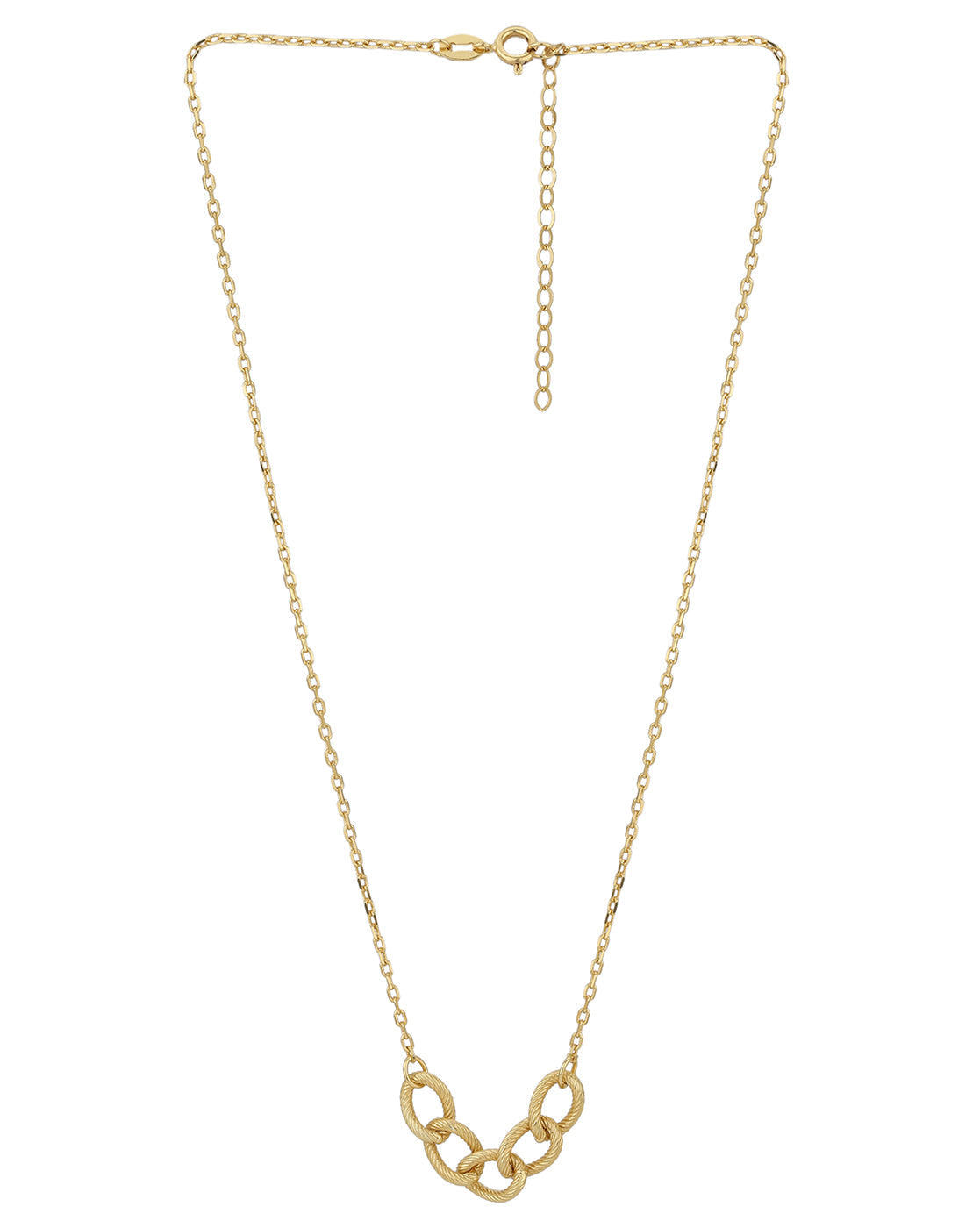 18Kt Gold Plated Contemporary Necklace With Textured Links - Wahe Jewels