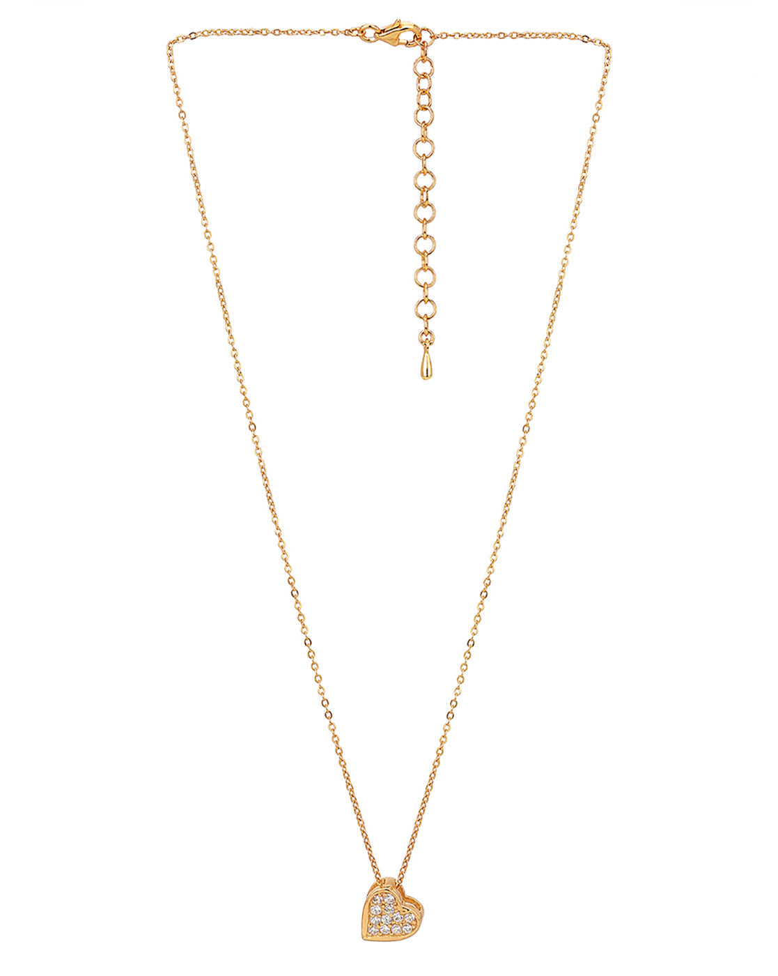 18Kt Gold Plated Cz Studded Heart Necklace For Women - Wahe Jewels