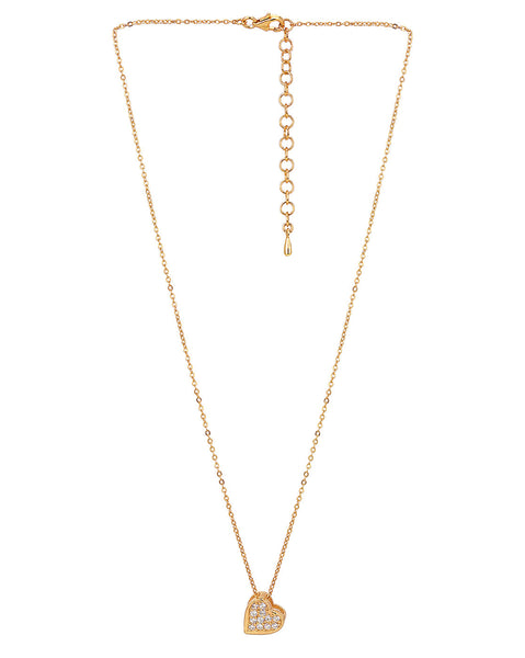 18Kt Gold Plated Cz Studded Heart Necklace For Women - Wahe Jewels