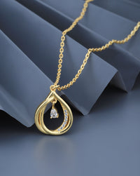 Thumbnail for 18Kt Gold Plated With Cz Teardrop Pendant With Chain - Wahe Jewels