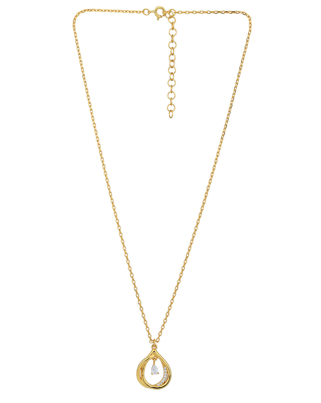 18Kt Gold Plated With Cz Teardrop Pendant With Chain - Wahe Jewels