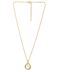 Thumbnail for 18Kt Gold Plated With Cz Teardrop Pendant With Chain - Wahe Jewels