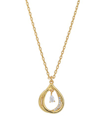 Thumbnail for 18Kt Gold Plated With Cz Teardrop Pendant With Chain - Wahe Jewels