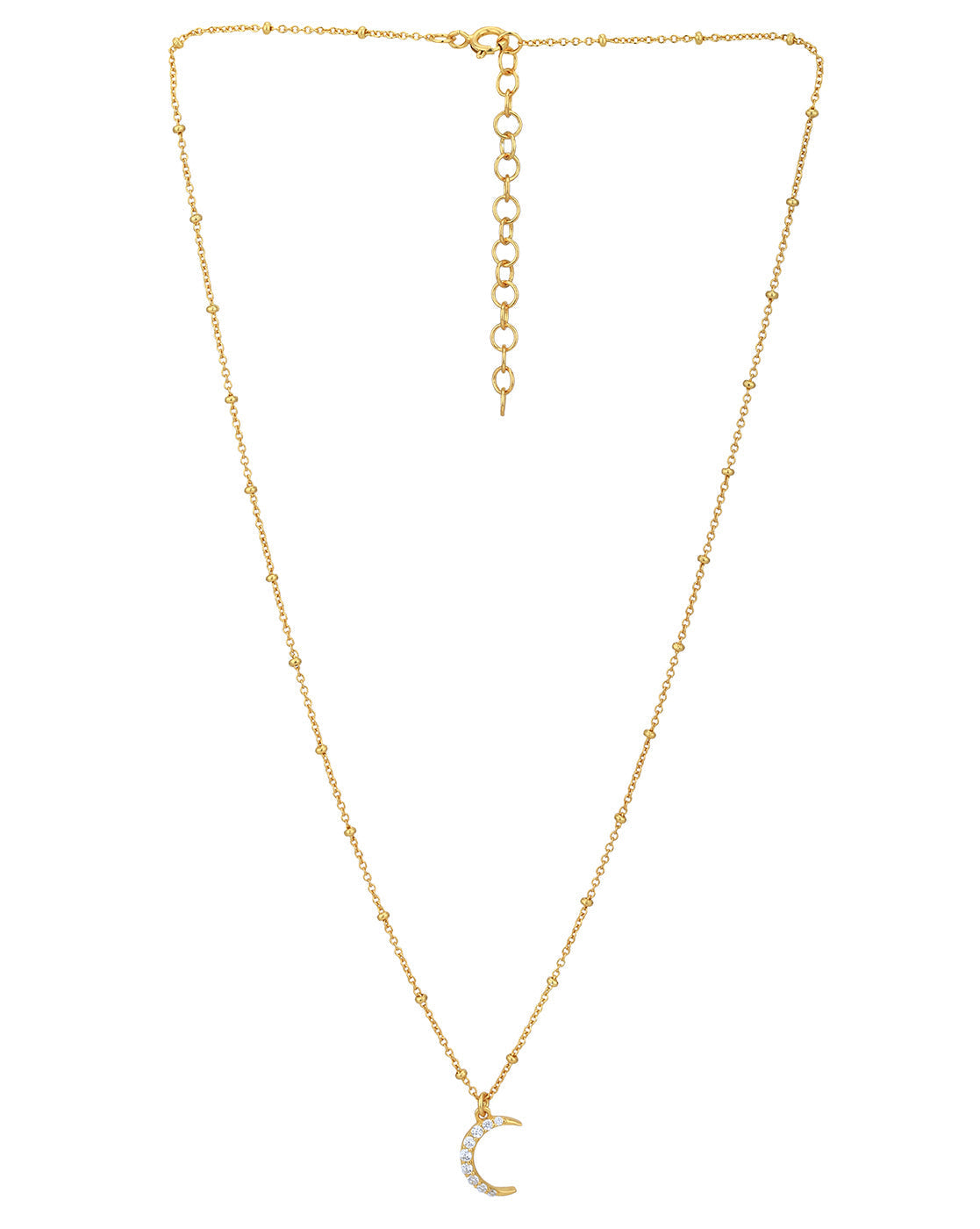 18Kt Gold Plated With Cz Half Moon Pendant With Chain - Wahe Jewels