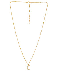 Thumbnail for 18Kt Gold Plated With Cz Half Moon Pendant With Chain - Wahe Jewels