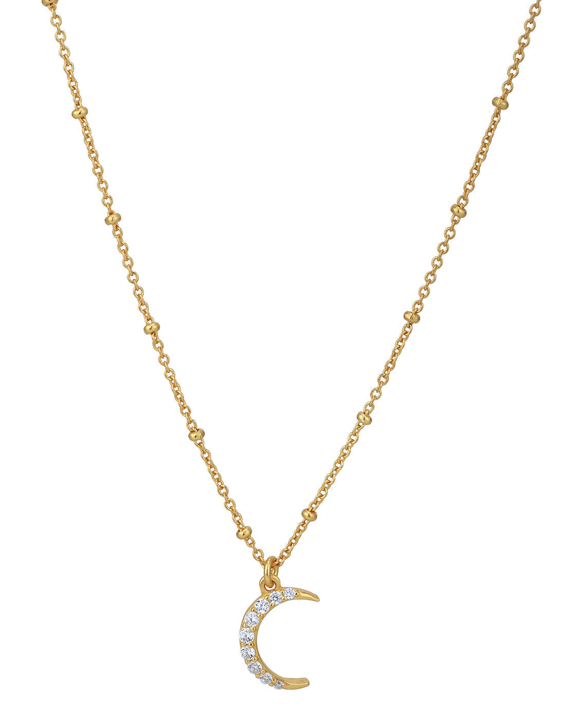 18Kt Gold Plated With Cz Half Moon Pendant With Chain - Wahe Jewels