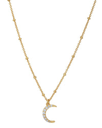 Thumbnail for 18Kt Gold Plated With Cz Half Moon Pendant With Chain - Wahe Jewels