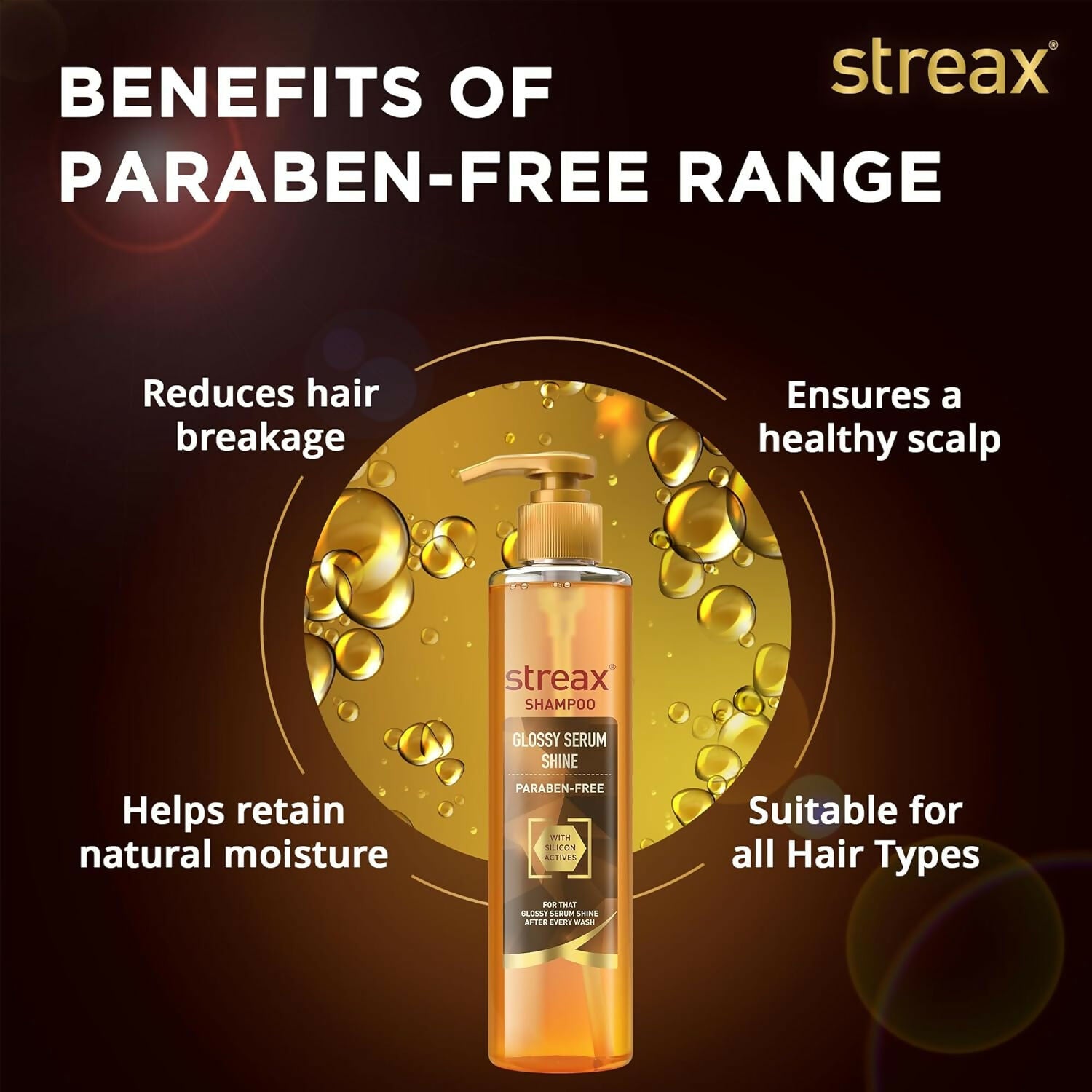 Streax Glossy Serum Shine Shampoo with Silicon Actives For Frizzy and Dry Hair - Distacart