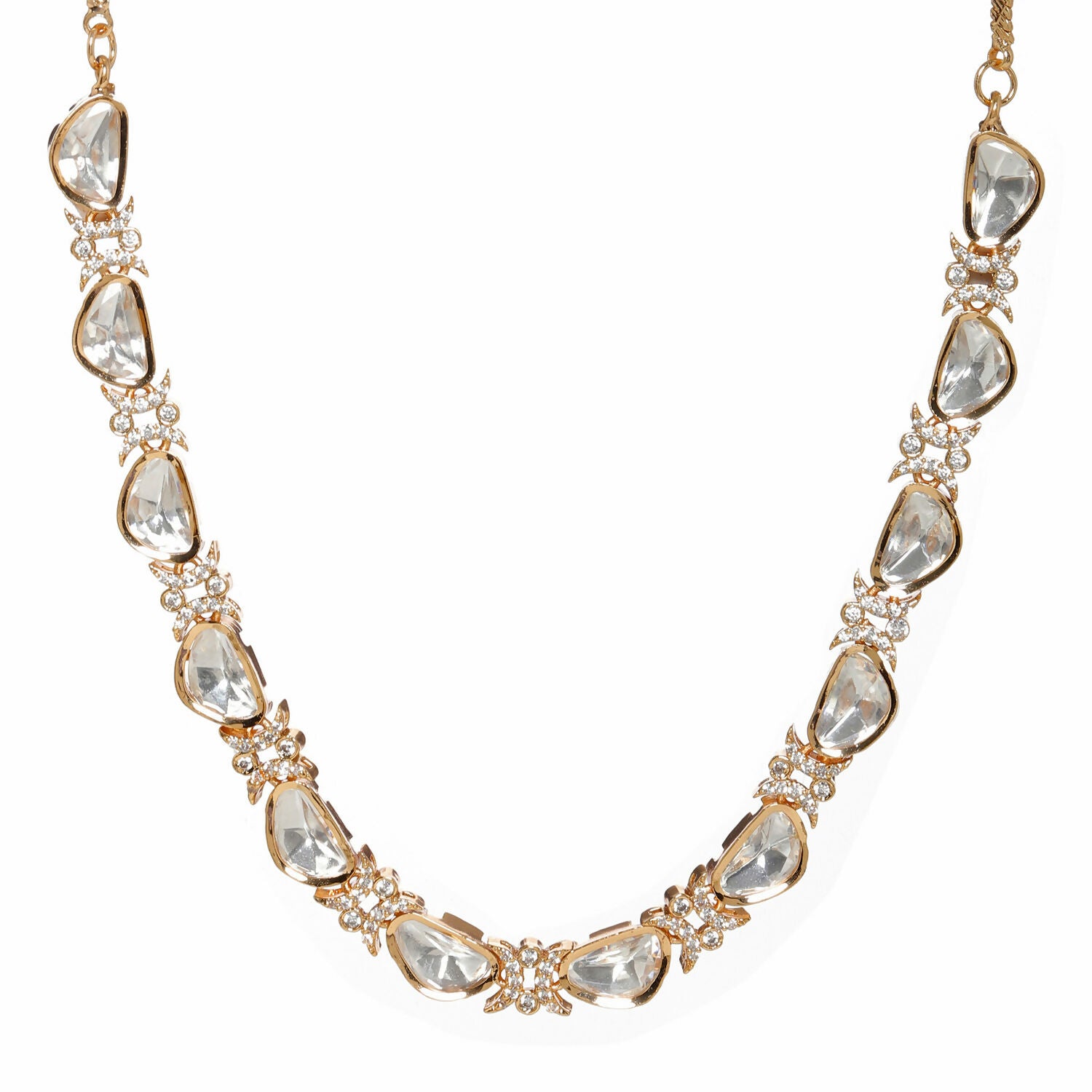 Kundan and Daimond Neckpiece (Gold) - Ruby Raang - Distacart