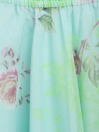 Thumbnail for Ahalyaa Aqua Blue Organza Printed Lehenga Choli For Kids For Girls - Distacart