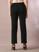 Thumbnail for Myshka Women'sBlack Solid Party Straight Trousers - Distacart