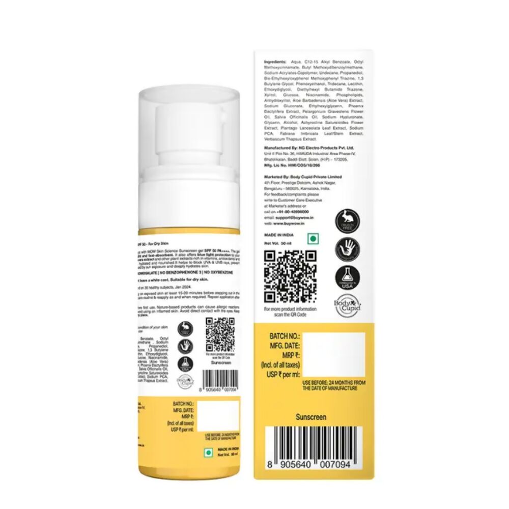 Wow Life Science Sunscreen Gel Dry Skin - Distacart