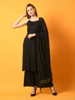 Thumbnail for Myshka Women's Black Solid Anarkali Party Kurta Set With Dupatta - Distacart