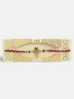 Thumbnail for NVR Men Gold-Toned Peacock Design Stone-Studdded Rakhi With Roli Chawal - Distacart