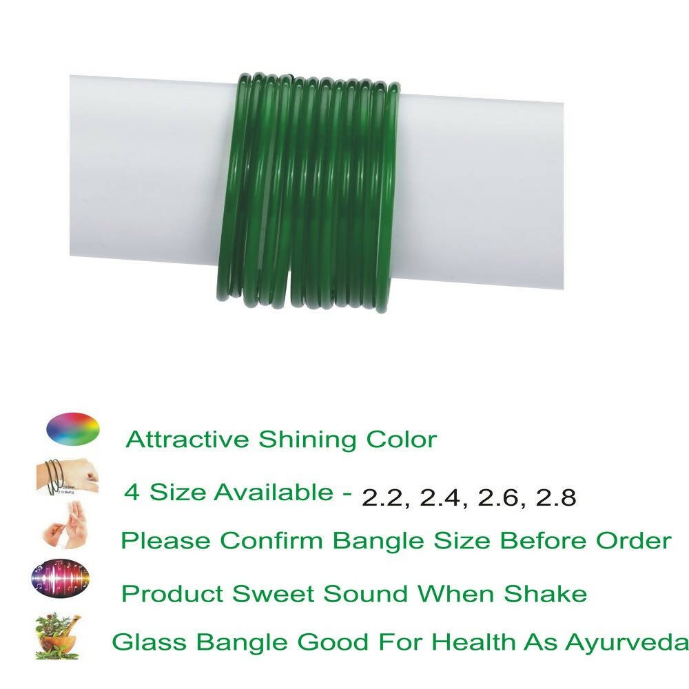 Afast Shining Green Glass Party, Wedding, Daily Use Bangle Set, Pack Of 12 - Distacart