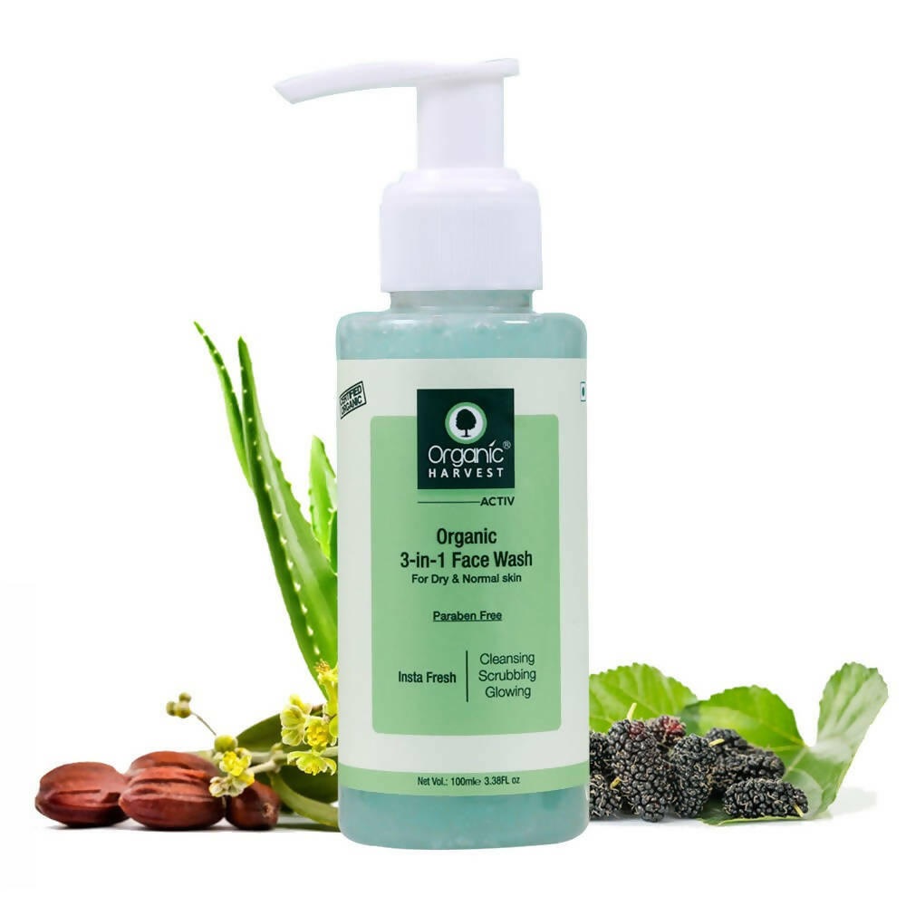 Organic Harvest 3-in-1 Face Wash for Dry and Normal Skin - Distacart