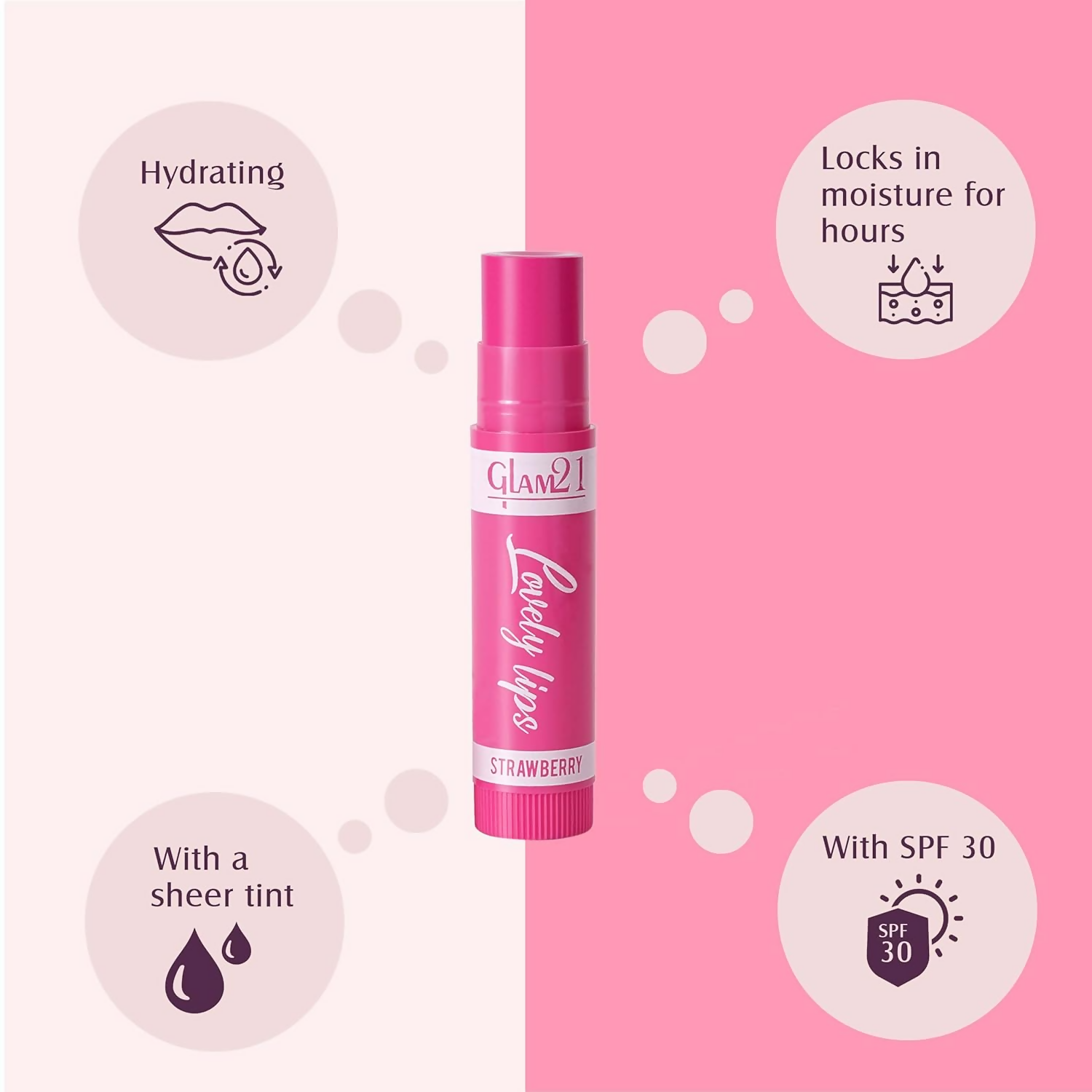 Glam21 Moisturizing Lip Balm Fruit Extract & Infused Active Ingredients - Strawberry - Distacart