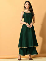 Thumbnail for Myshka Women's Green Solid Party Kurta Sets - Distacart