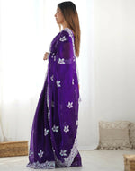 Thumbnail for Joban Fashion Shimmer Chiffon Pastel Purple Color Sequence Saree