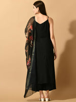 Thumbnail for Myshka Women's Black Solid Party Kurta Sets - Distacart