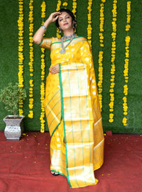 Thumbnail for Aastha Fashion Yellow Woven Soft Handloom Silk Saree with Blouse - Distacart