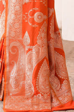 Thumbnail for Joban Fashion Orange Banarasi Soft Pure Handloom Banarasi Silk Saree