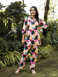 Thumbnail for Casual Fashionable Multi Muslin Cotton co-ord set - Manya