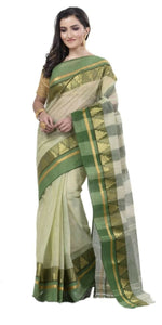 Thumbnail for Exclusive Collection Off White 100% Pure Cotton Tant Saree