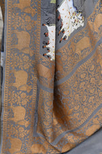 Thumbnail for Joban Fashion Silver Grey Pure Crepe Pure Handloom Banarasi Silk Saree