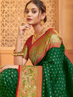Thumbnail for Astita Silk Blend Dark Green Saree