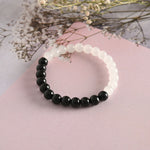 Thumbnail for NVR Men & Women Black & White Marbel Crystal Elasticated Bracelet - Distacart