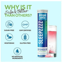 Thumbnail for Zingavita Sleepzzzz with Melatonin 10mg Effervescent Tablets - Strawberry Flavor - Distacart
