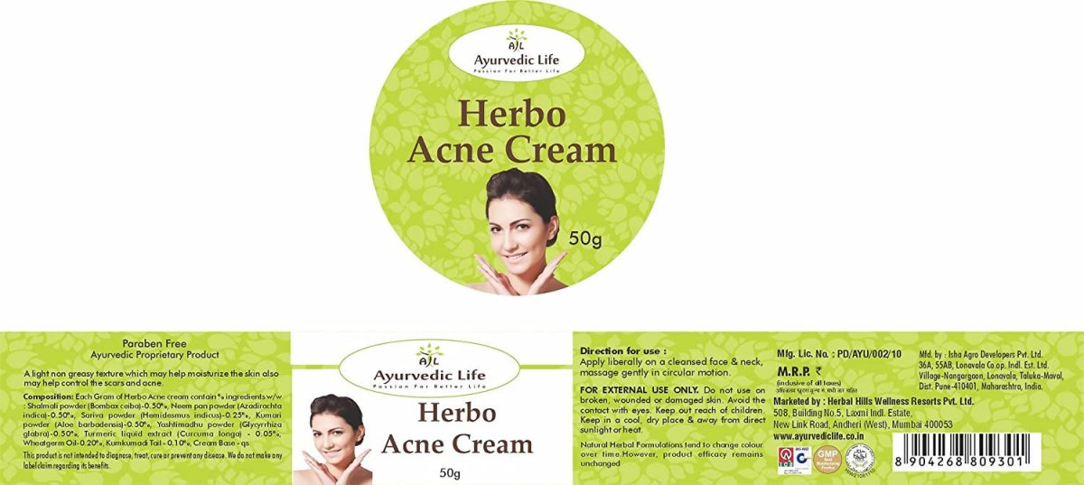 Ayurvedic Life Herbo Acne Cream - Distacart