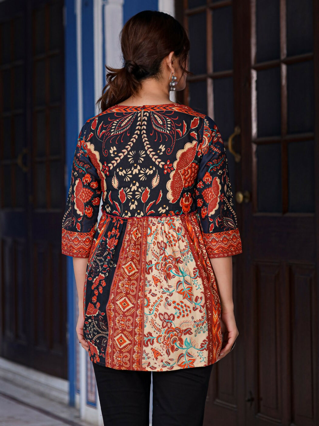 Juniper Women's Multi Colored Ethnic Motif Printed Cotton Peplum Tunic - Distacart