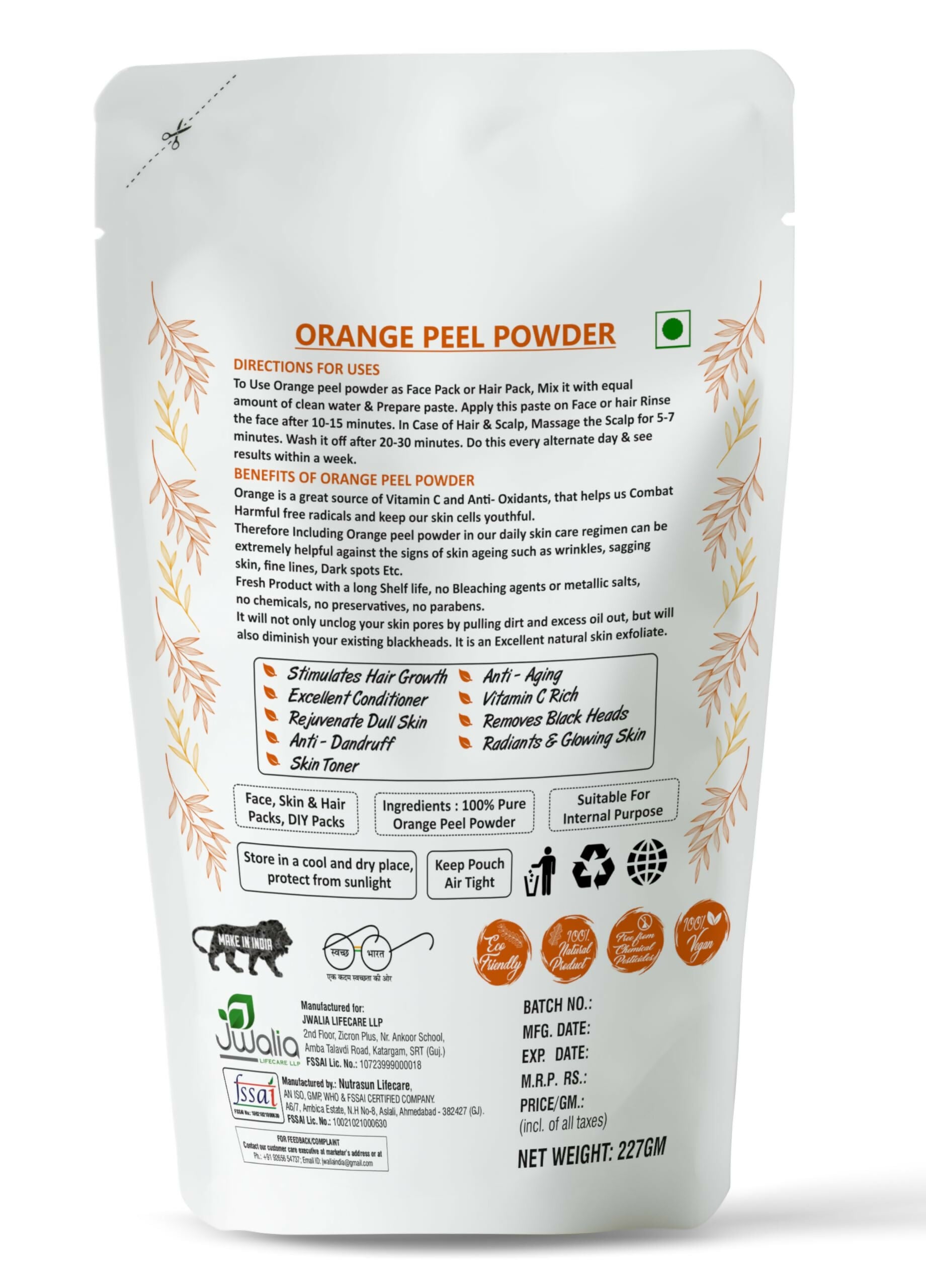 Myherb Pure Natural Organic Orange Peel Powder - Distacart