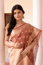 Thumbnail for Joban Fashion Rose Gold Pure Banarasi Tissue Saree
