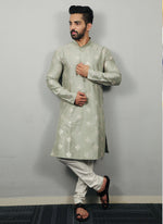 Thumbnail for Prazu Fashion Pista Silk Copper Sequence Work Kurta