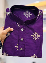 Thumbnail for Prazu Fashion Violet Silk Copper Sequence Work Kurta