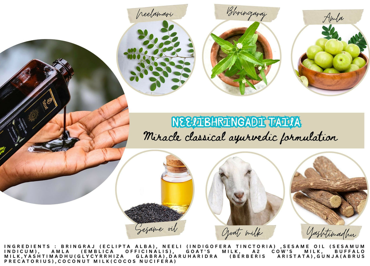 Tatsat Neelibhringadi Classical Ayurvedic Hair Oil For Lush Black Hair - Distacart